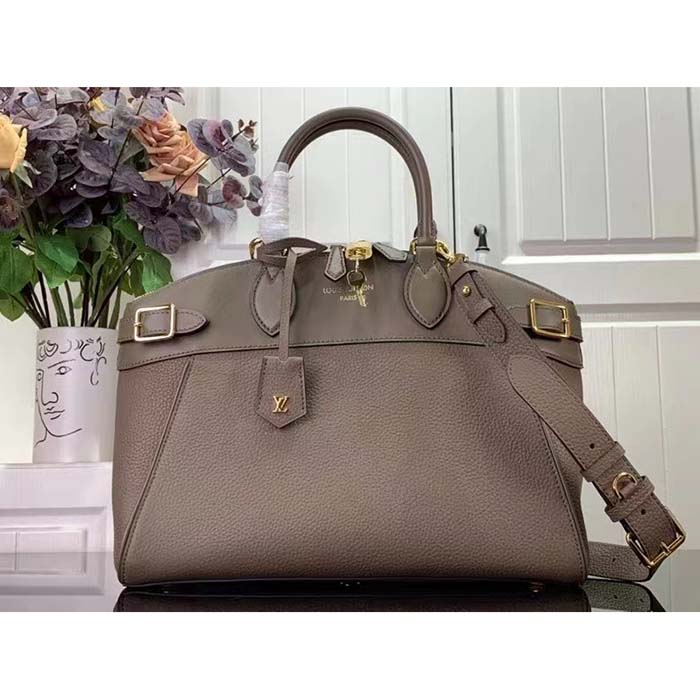 Louis Vuitton LV Women Lock It MM Earth Taurillon Leather Smooth Calfskin Calf Leather