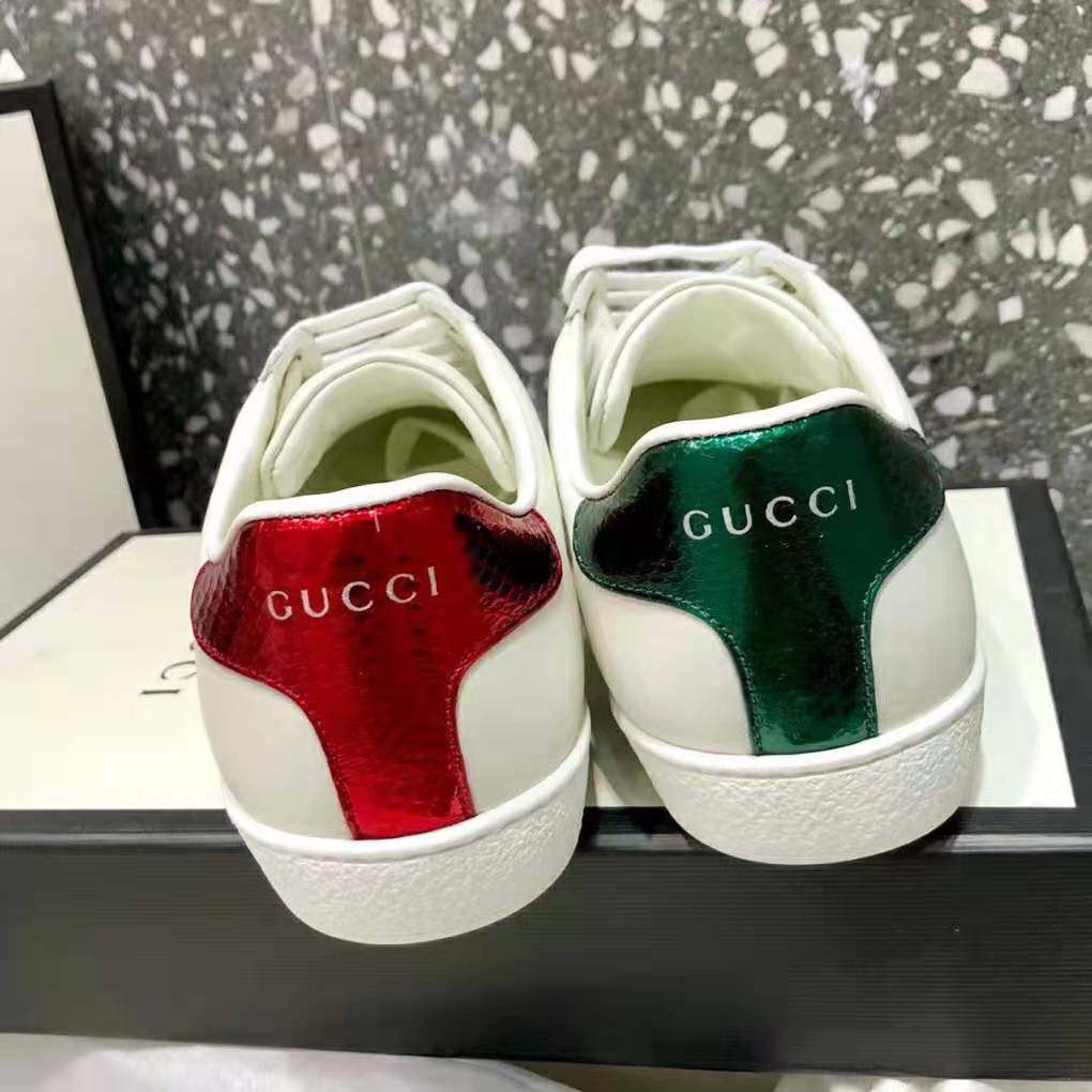 Gucci Men Ace Embroidered Sneaker Bee in White