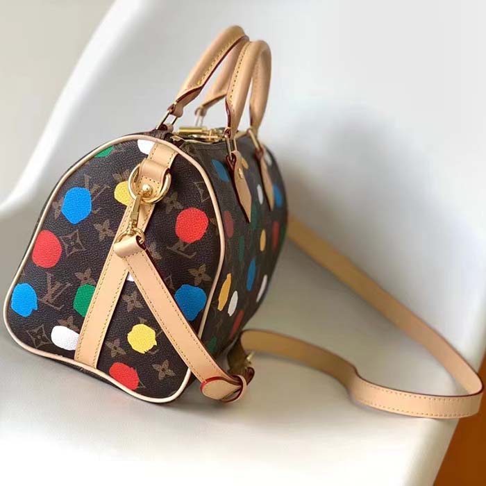 Louis Vuitton Unisex LVxYK Speedy Bandoulière 25 Monogram Coated Canvas 3D Painted Dots Print