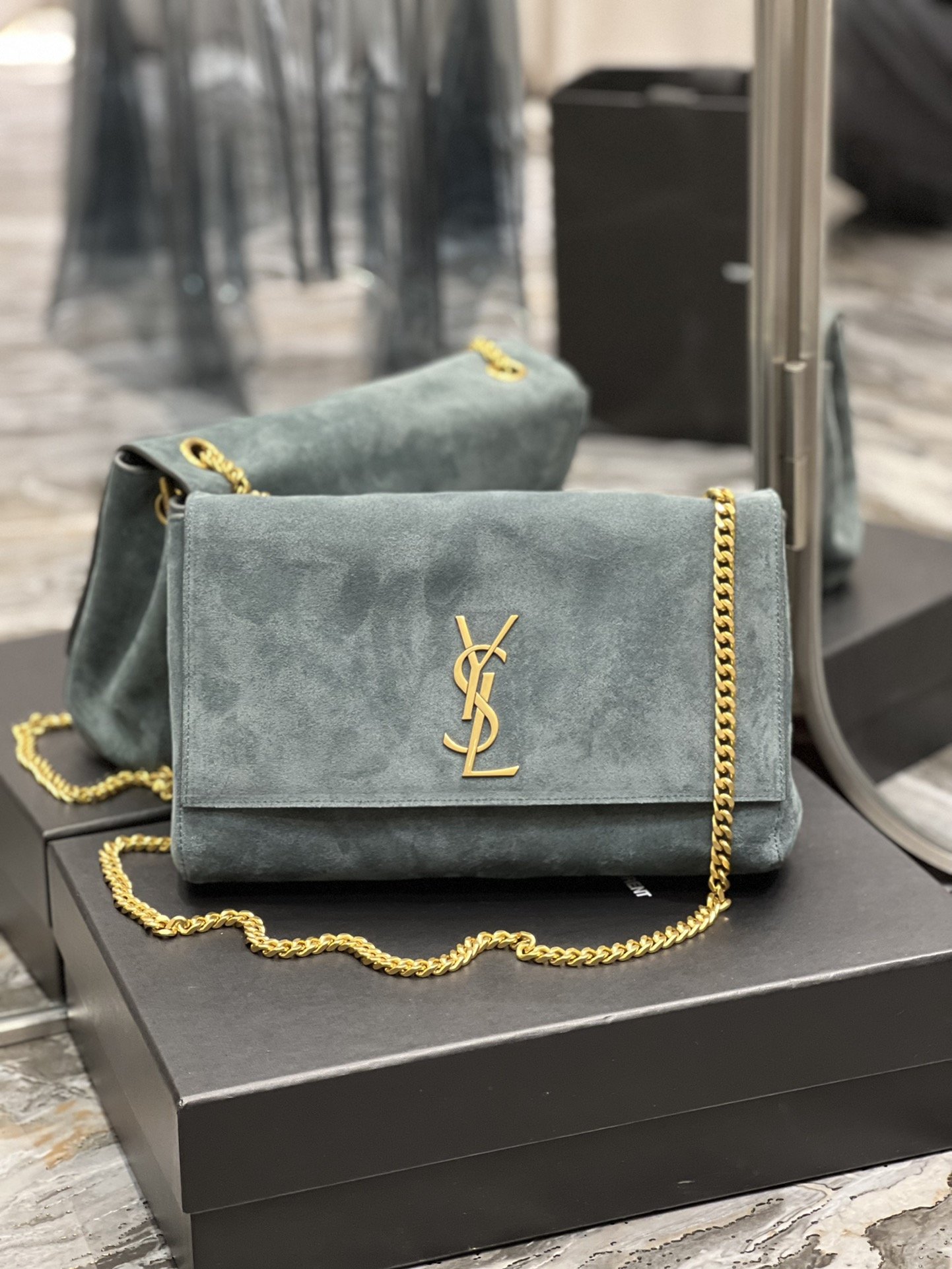 Saint Laurent Kate Medium Reversible Chain Bag In Suede With Gold Hardware For Women 0425020812