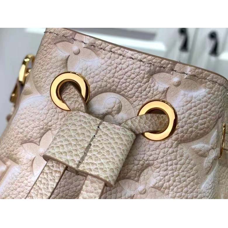 Louis Vuitton LV Women Nano Noé Bucket Bag Beige Monogram Embossed Supple Grained Cowhide