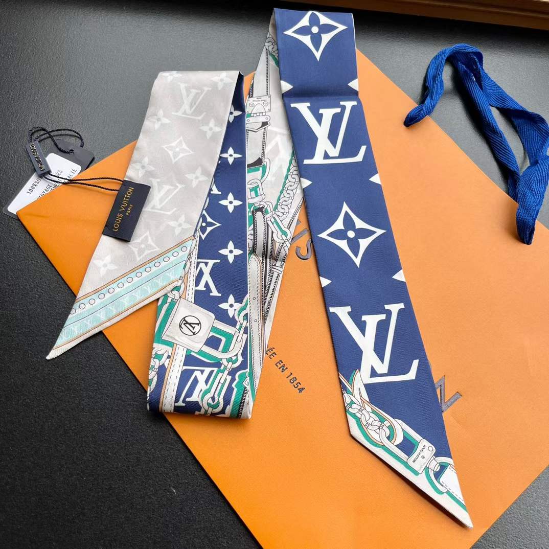 Louis Vuitton Women LV Ultimate Monogram Bandeau Navy Blue Silk Inkjet Print M77778