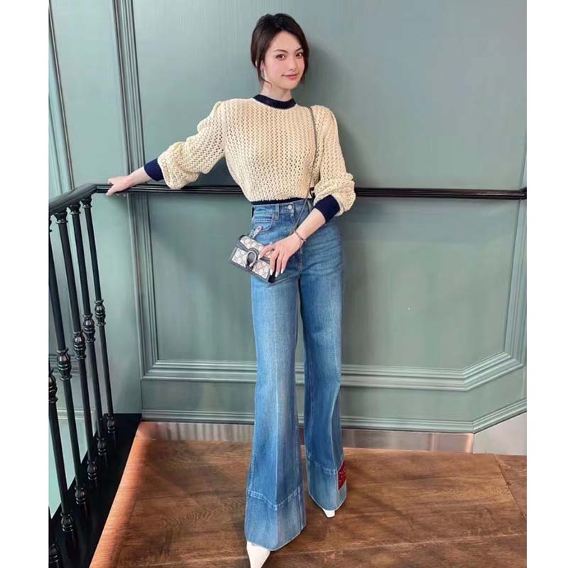 Gucci Women Dionysus GG Super Mini Bag Beige Blue GG Supreme Canvas