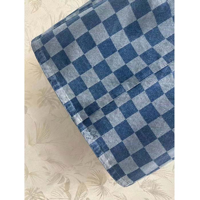Louis Vuitton Women LV Damier Denim Skirt Cotton Blue Regular Fit 1AFGP2