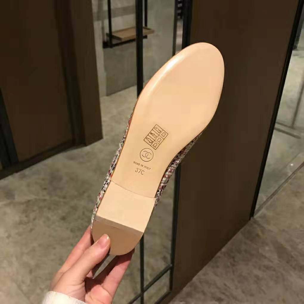 Chanel Women Ballerinas in Tweed Fabrics-Pink