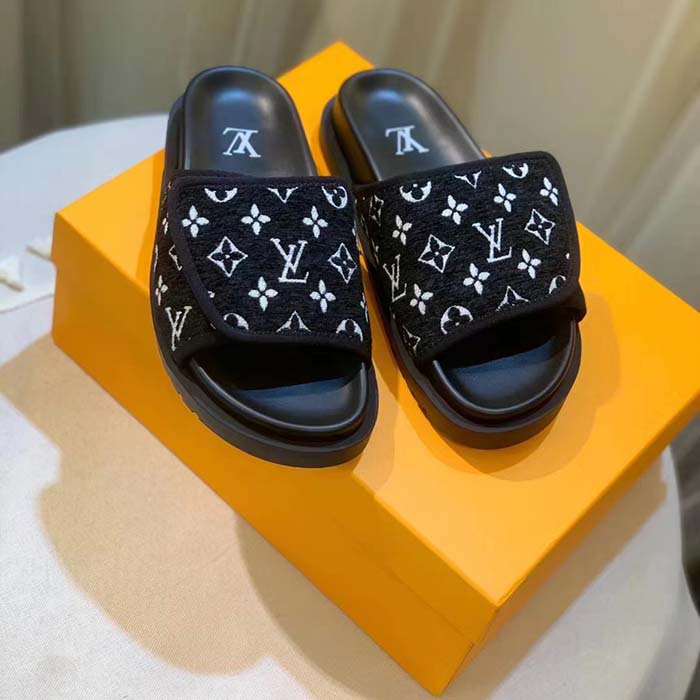 Louis Vuitton LV Unisex Miami Mule Black Mini Monogram Textile Anatomic Micro