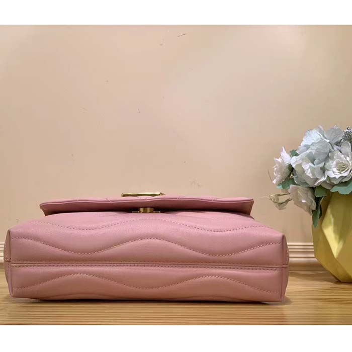 Louis Vuitton LV Women New Wave Chain Bag MM Handbag Pink Smooth Cowhide