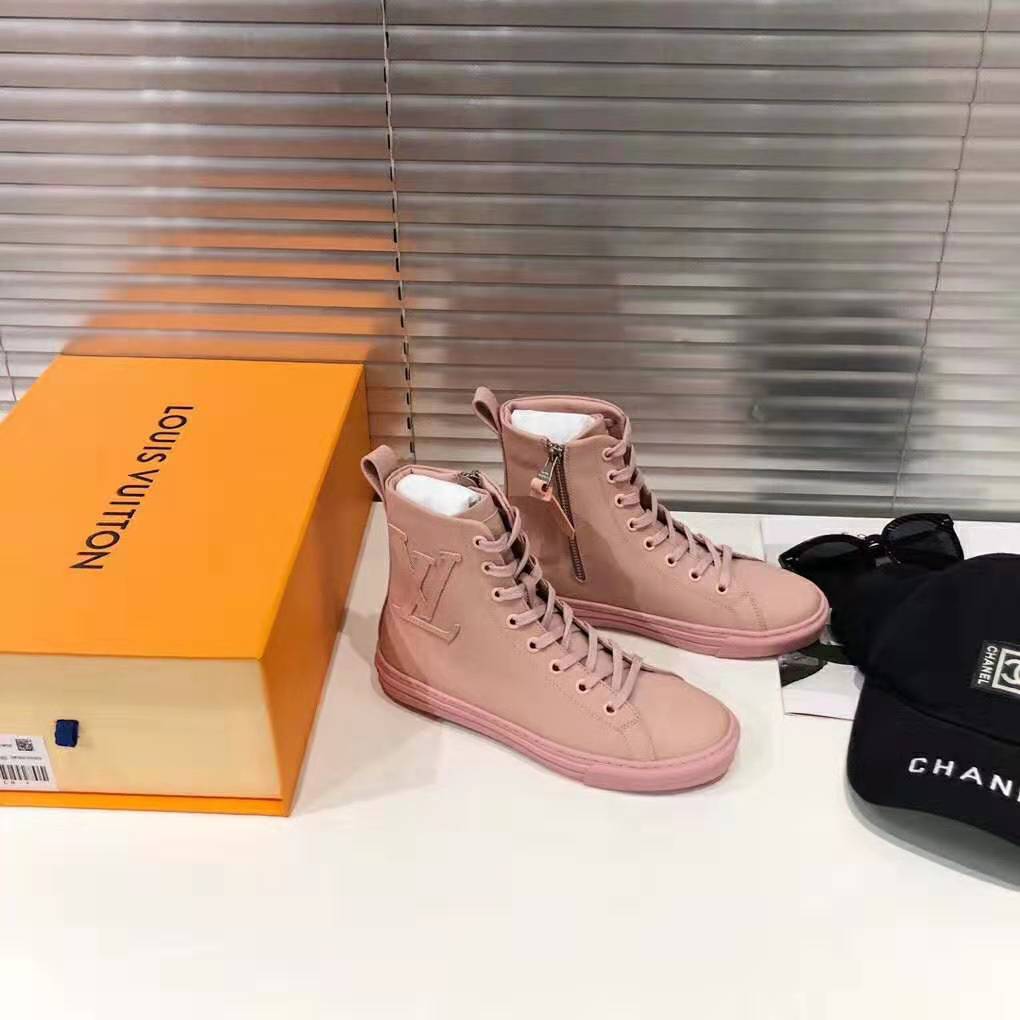 Louis Vuitton LV Women Stellar Sneaker Boot in Soft Pink Calfskin Leather