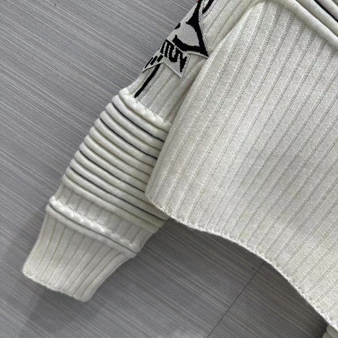 Louis Vuitton Women LV SKI Contrast Accent Pullover Wool Yack Milky White