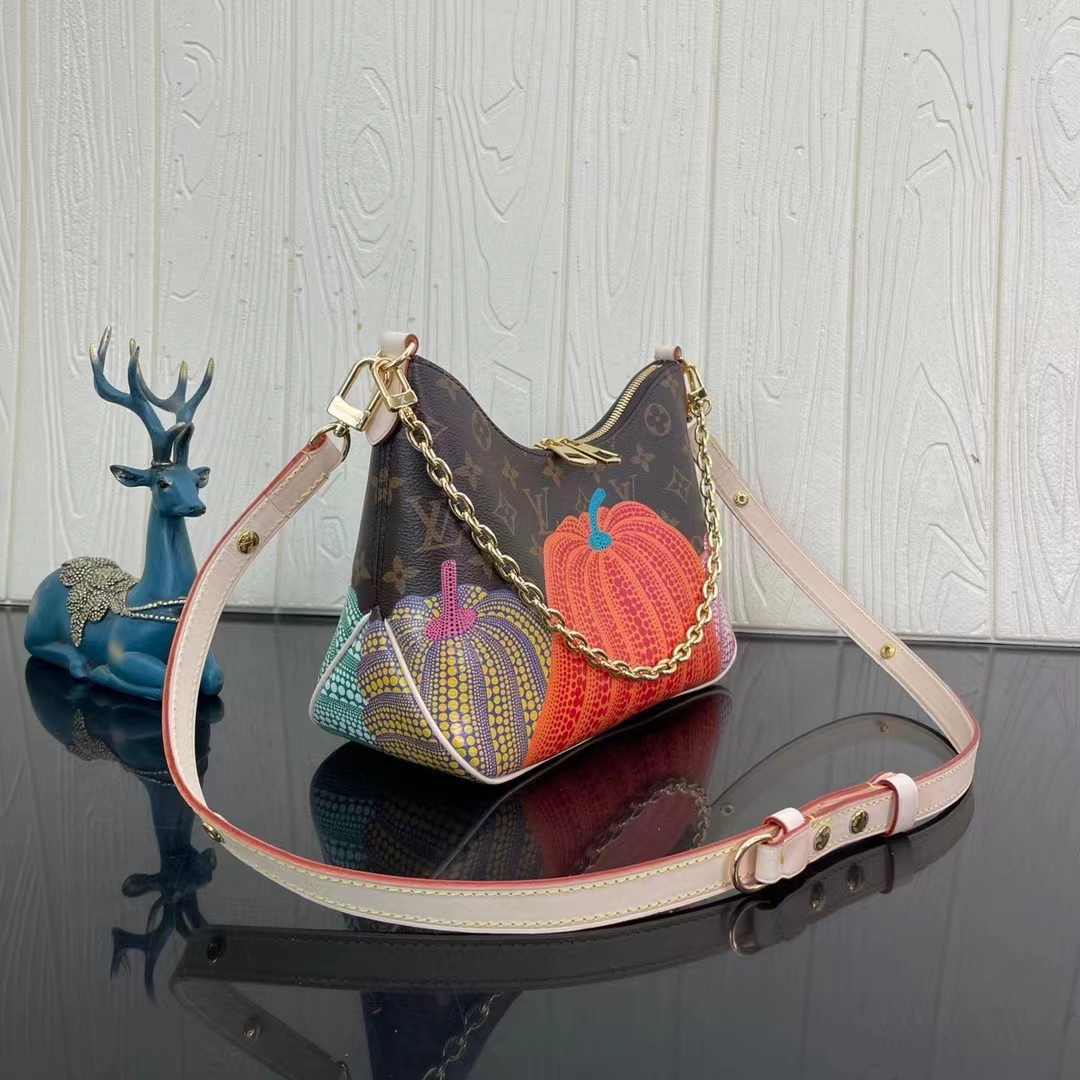 Louis Vuitton Women LV x YK Boulogne Monogram Coated Canvas Pumpkin Print Cowhide Leather