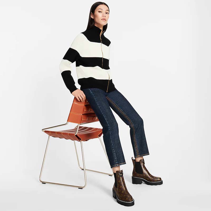 Louis Vuitton Women Shoes LV Beaubourg Ankle Boot Cacao Patent Monogram Canvas