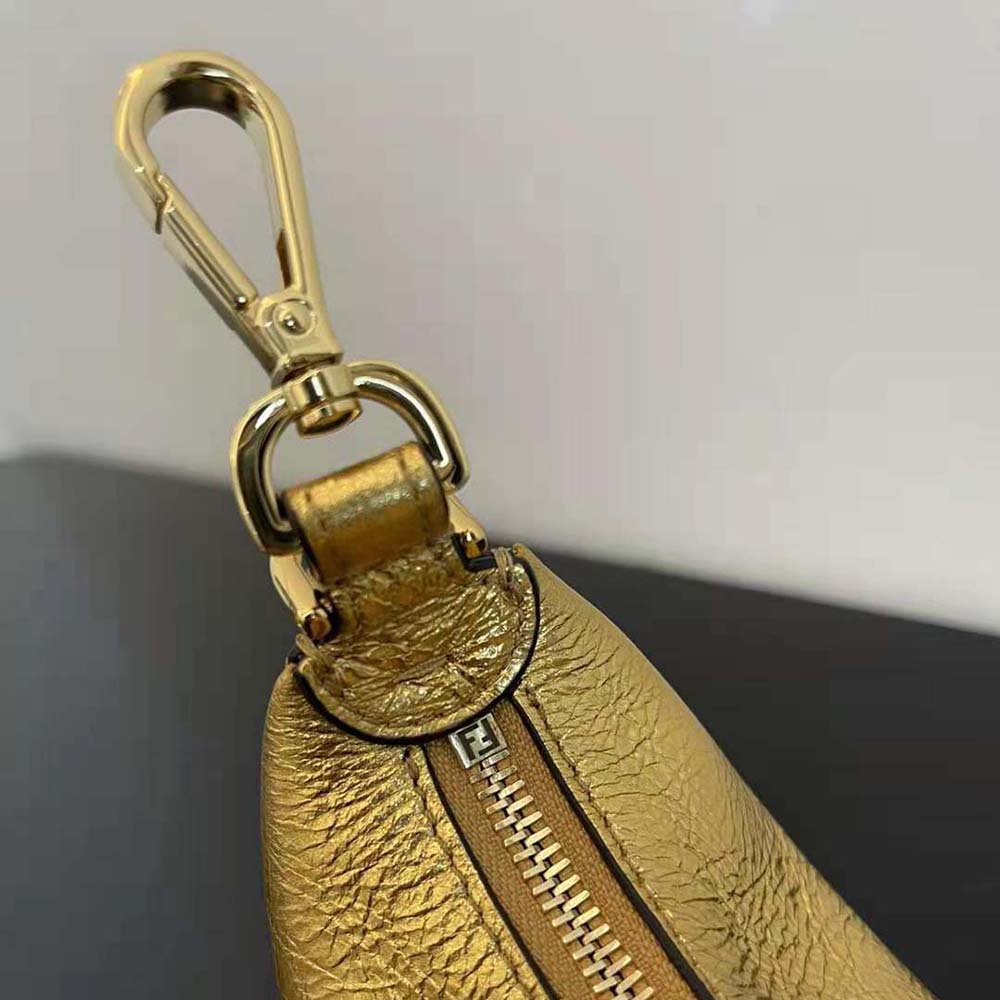 Fendi Women Nano Fendigraphy Gold Leather Charm