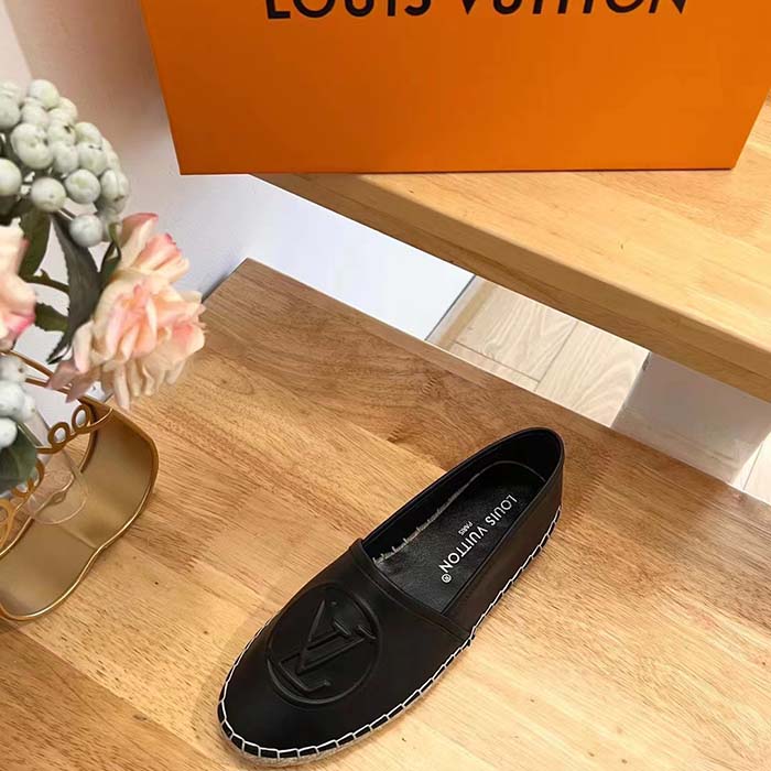 Louis Vuitton LV Women Starboard Flat Espadrille Black Lamb Leather Rubber