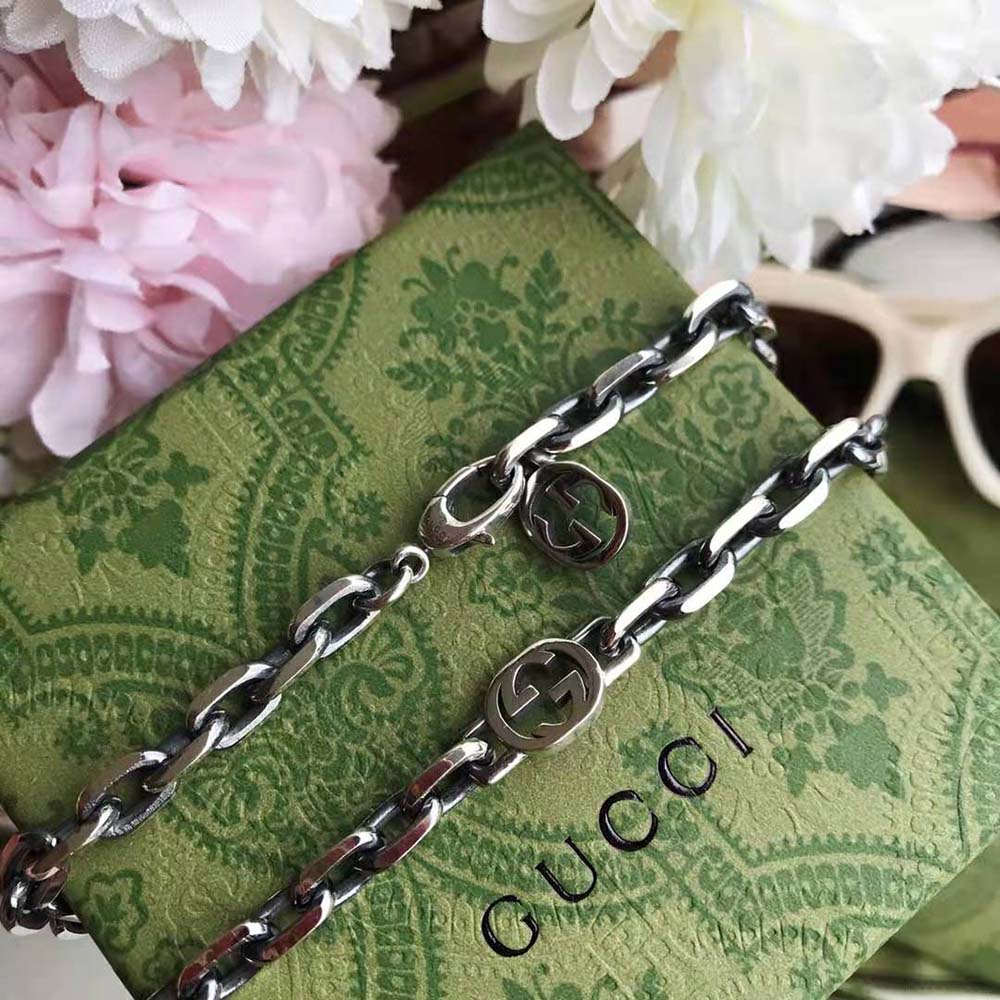 Gucci Women Silver Necklace with Interlocking G