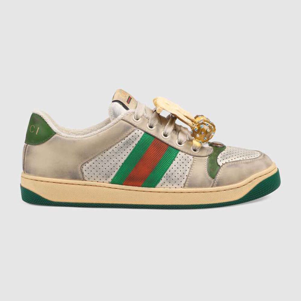 Gucci Women’s Screener Sneaker with Cherries 3.6cm Height-Green