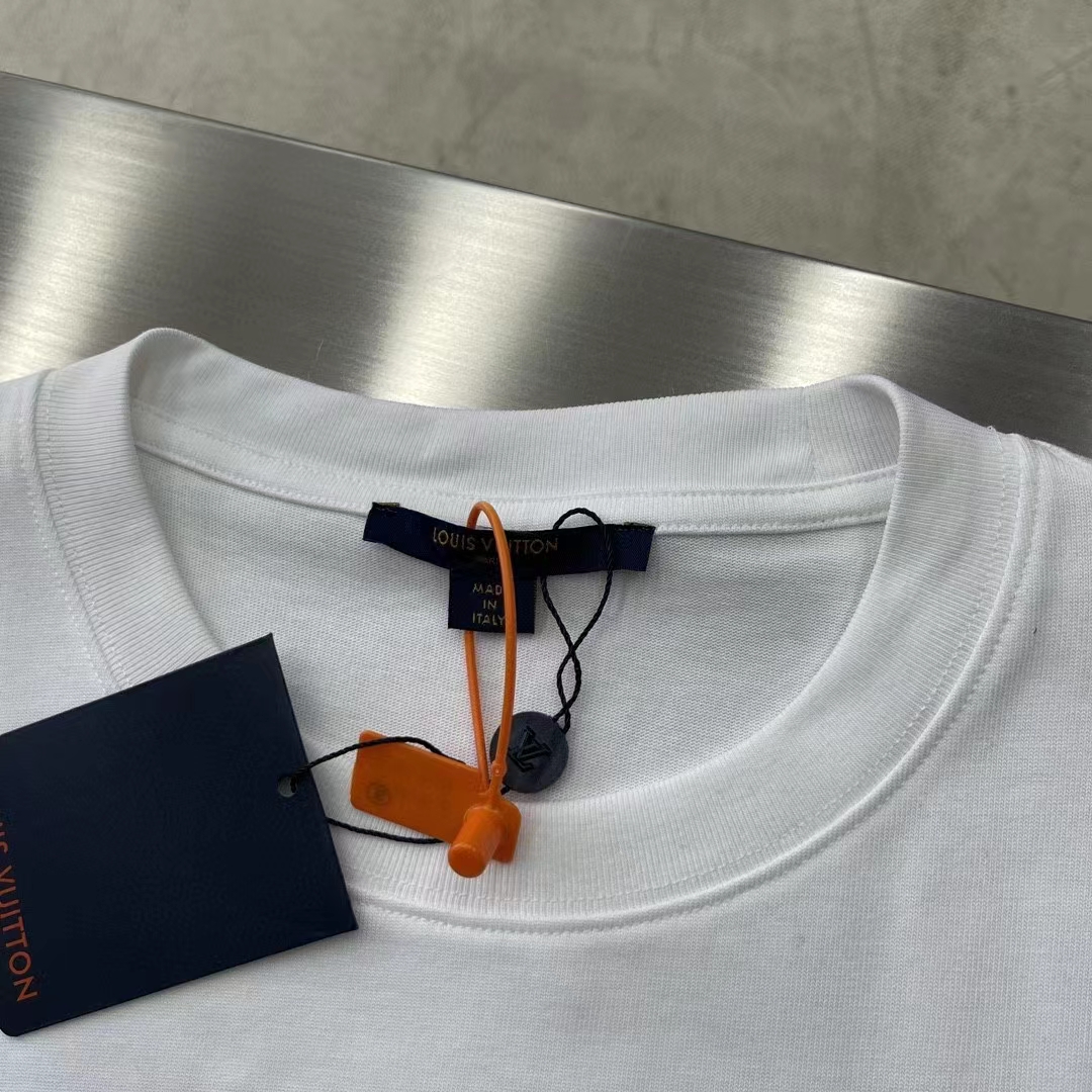 Louis Vuitton Women Hybrid Cotton T-Shirt Regular Fit LV Silk Label Milky White Cotton