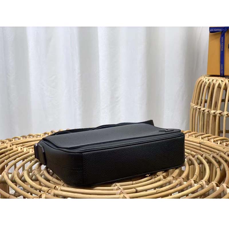 Louis Vuitton LV Men District PM Bag Black Taiga Cowhide Leather