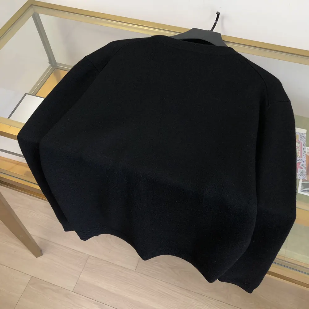 Gucci Men Silk Cotton Cardigan with Intarsia Navy Rib Silk Cotton Knit