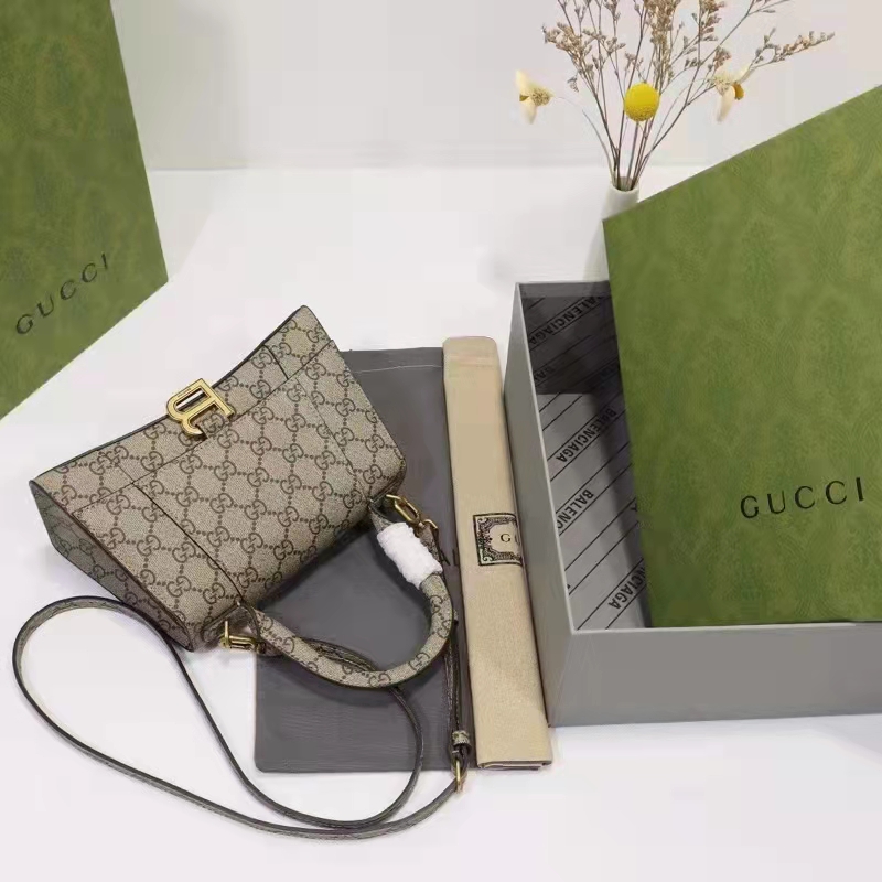 Gucci Unisex The Hacker Project Small Hourglass Bag Beige GG Supreme Canvas