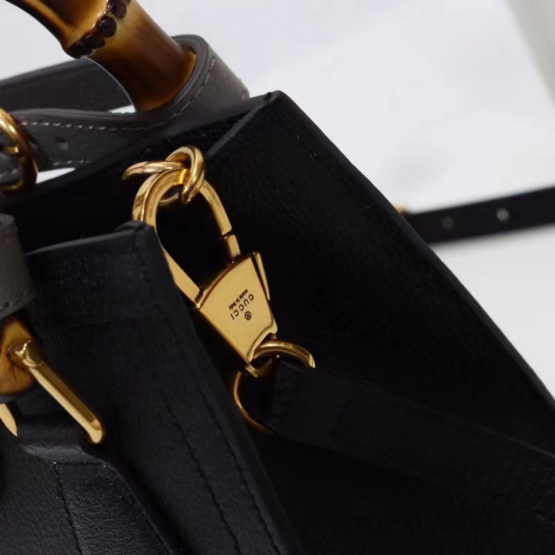 Gucci GG Women Diana Mini Tote Bag Black Leather Double G