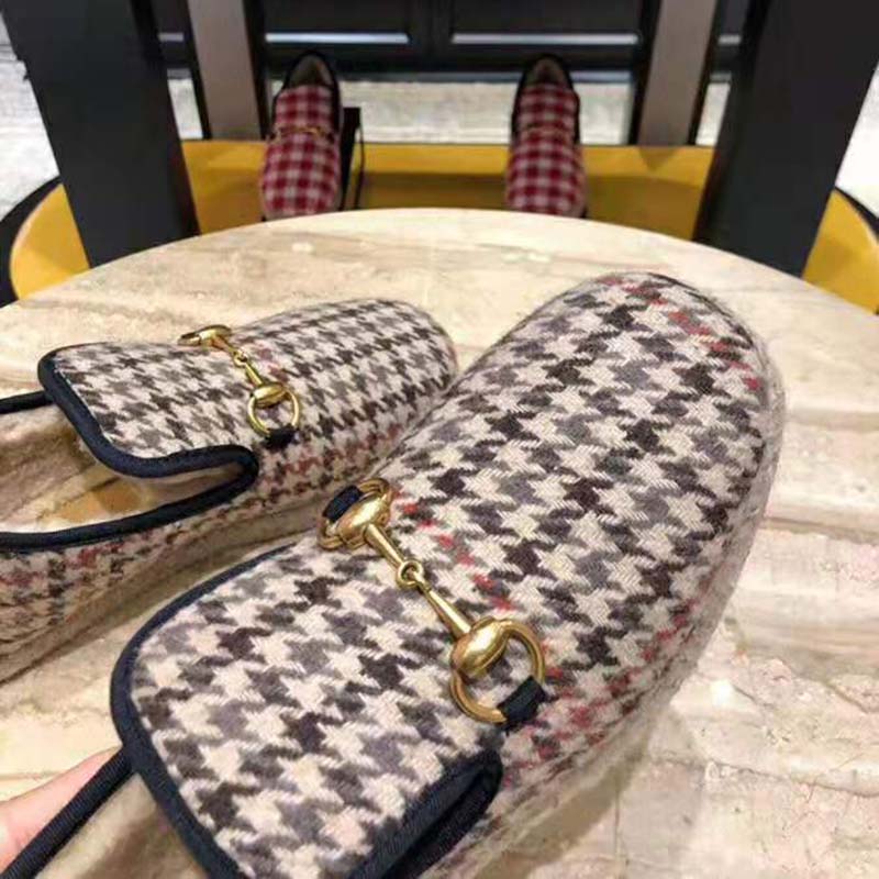 Gucci Unisex GG Check Wool Loafer in Brown Check Wool