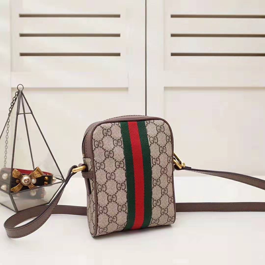 Gucci GG Unisex Ophidia GG Shoulder Bag in Beige/Ebony GG Supreme Canvas