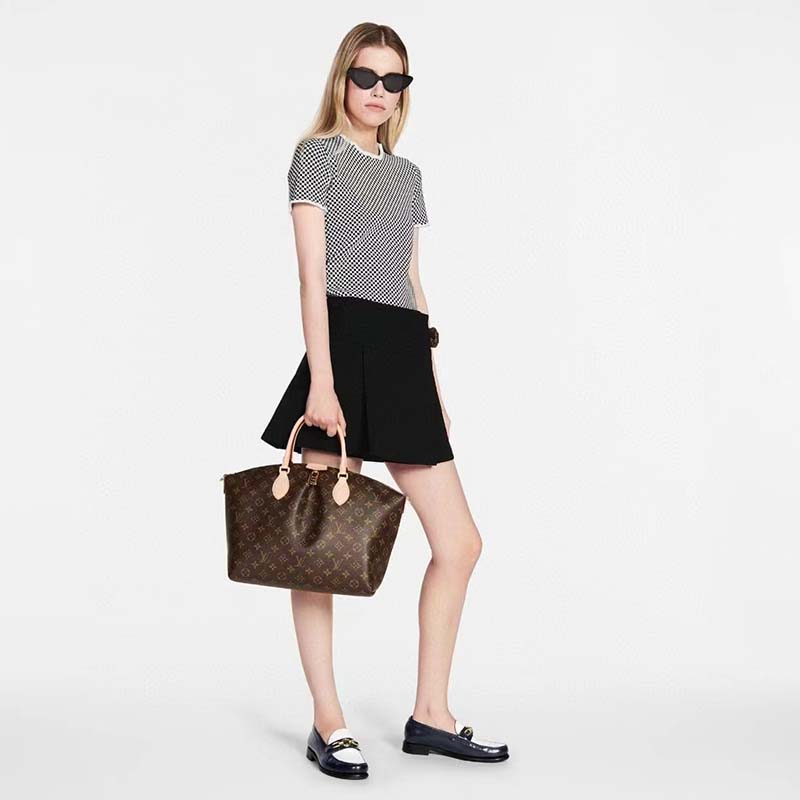 Louis Vuitton LV Women Boétie MM Monogram Coated Canvas Cowhide Leather