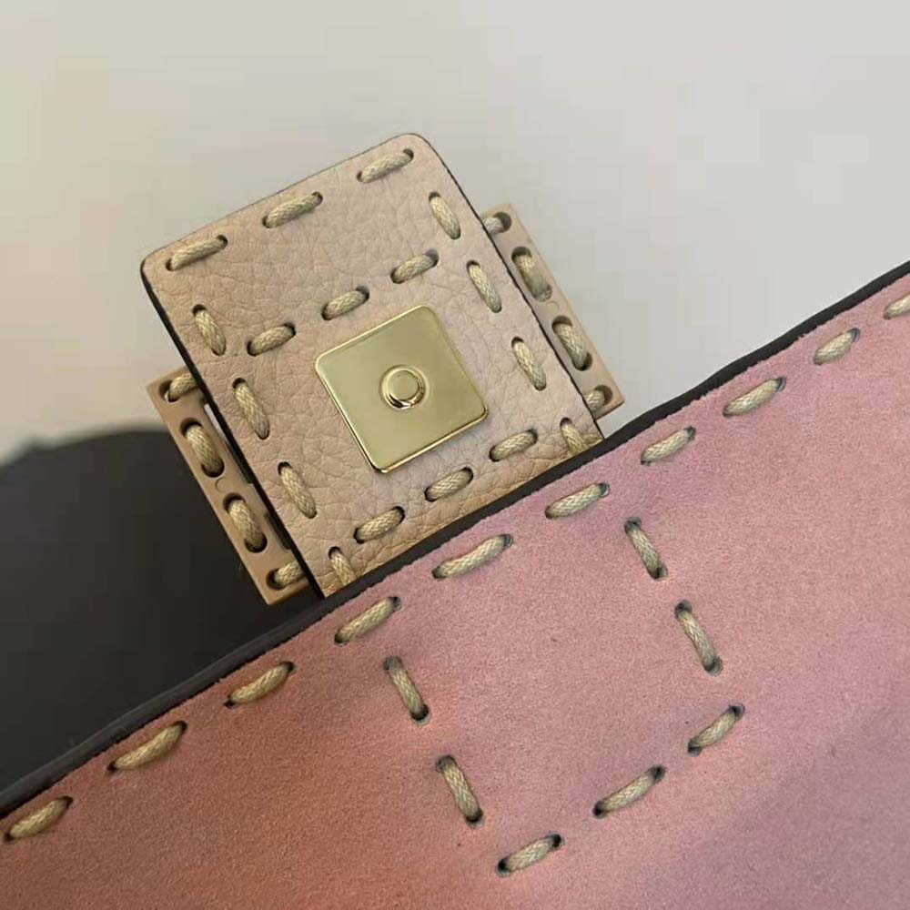 Fendi Women Baguette Pink Sheepskin Bag