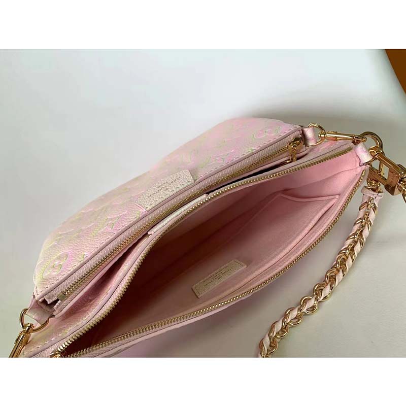 Louis Vuitton LV Women Multi Pochette Accessoires Pink Sprayed Embossed Grained Cowhide