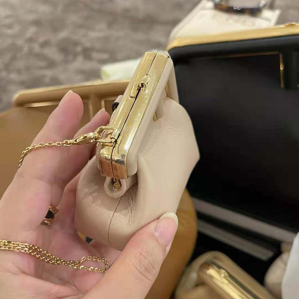 Fendi Women Nano Fendi First Charm Nappa Leather-Beige