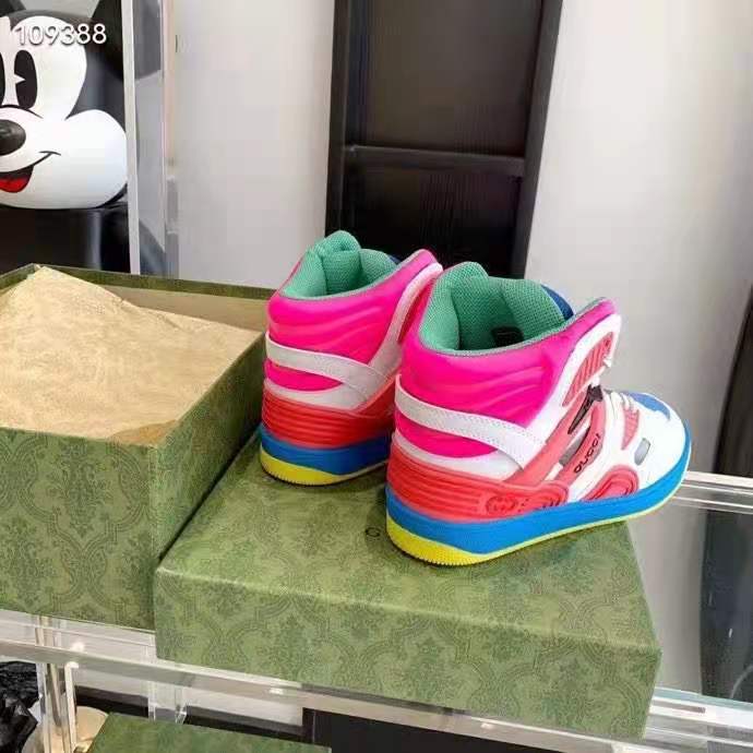 Gucci GG Unisex Gucci Basket Sneaker Blue and Grey Mesh Rubber Interlocking G Patch