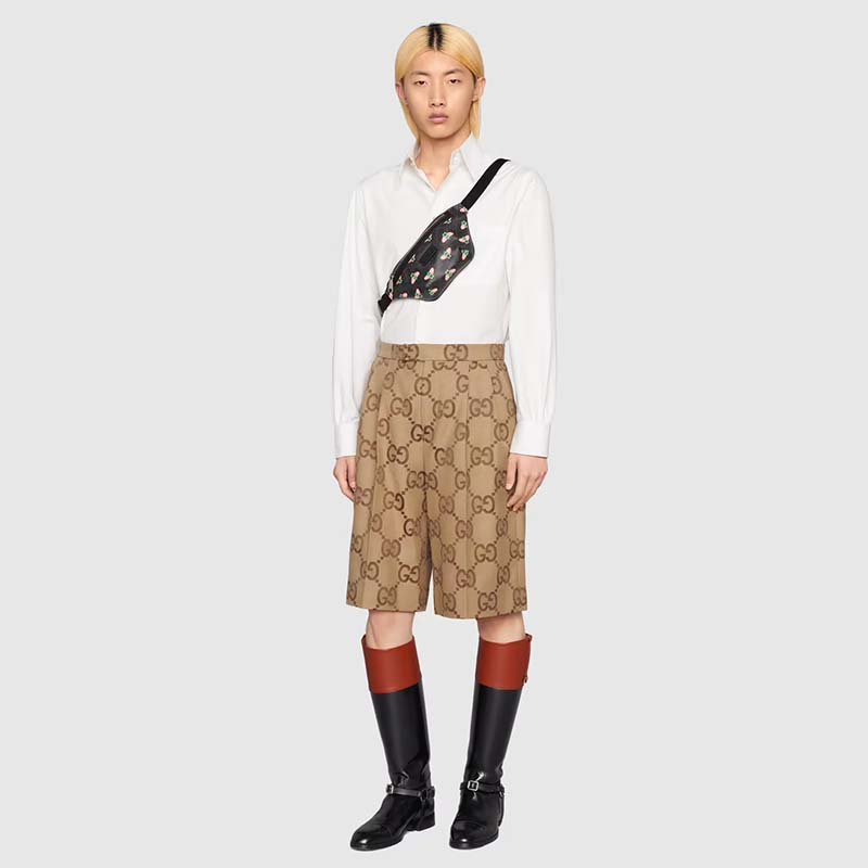 Gucci Unisex Gucci Bestiary Belt Bag Bees Black GG Supreme Canvas