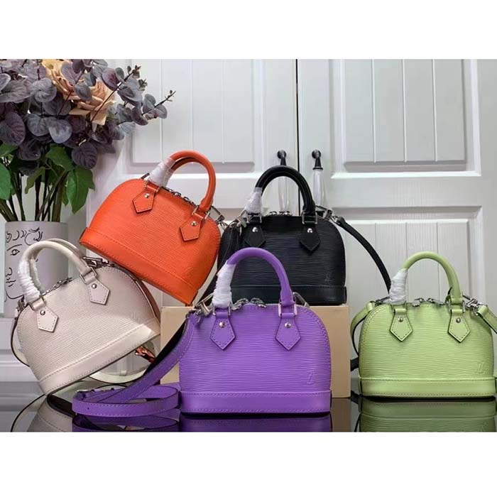 Louis Vuitton LV Women Nano Alma Handbag Vert Noto Green Epi Grained Cowhide Leather