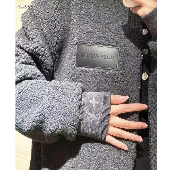 Louis Vuitton Women LV Fleece Blouson Regular Fit Front Zipped Closure Volcanic Ash