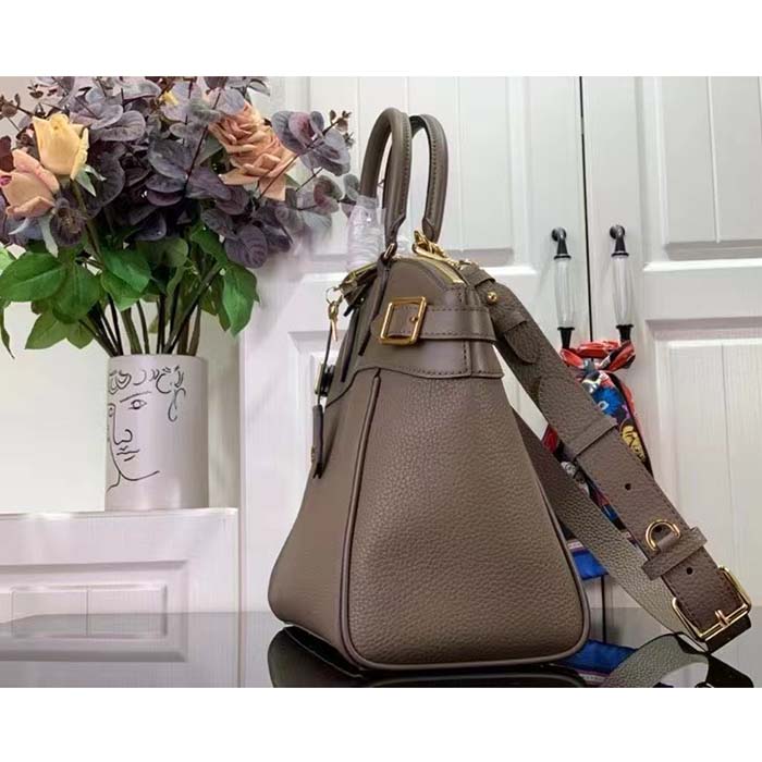 Louis Vuitton LV Women Lock It MM Earth Taurillon Leather Smooth Calfskin Calf Leather