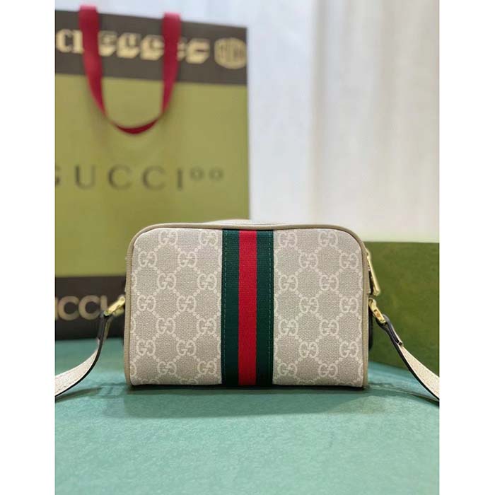 Gucci GG Women Ophidia GG Mini Bag Beige Ebony GG Supreme Canvas