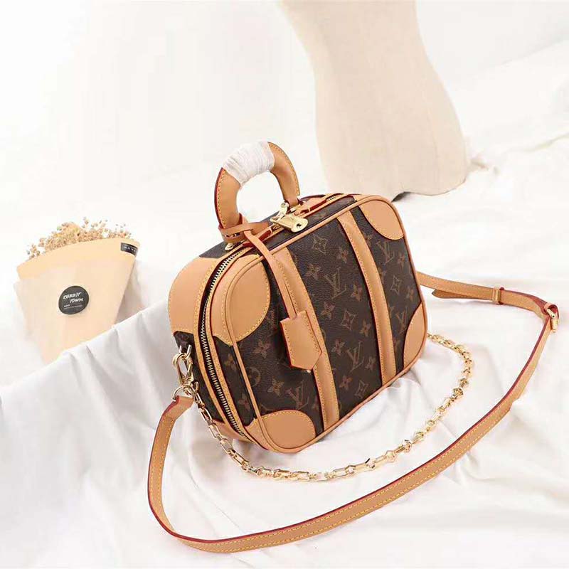 Louis Vuitton LV Women Valisette PM Handbag in Monogram Canvas-Brown