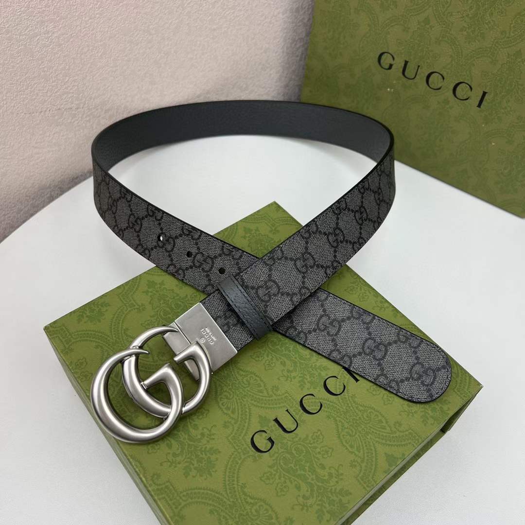 Gucci Unisex GG Marmont Reversible Belt Double G Buckle 3.8 CM Width