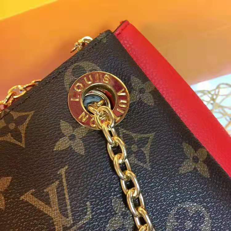 Louis Vuitton LV Women Surene BB Handbag in Monogram Canvas and Grained Calf Leather-Red