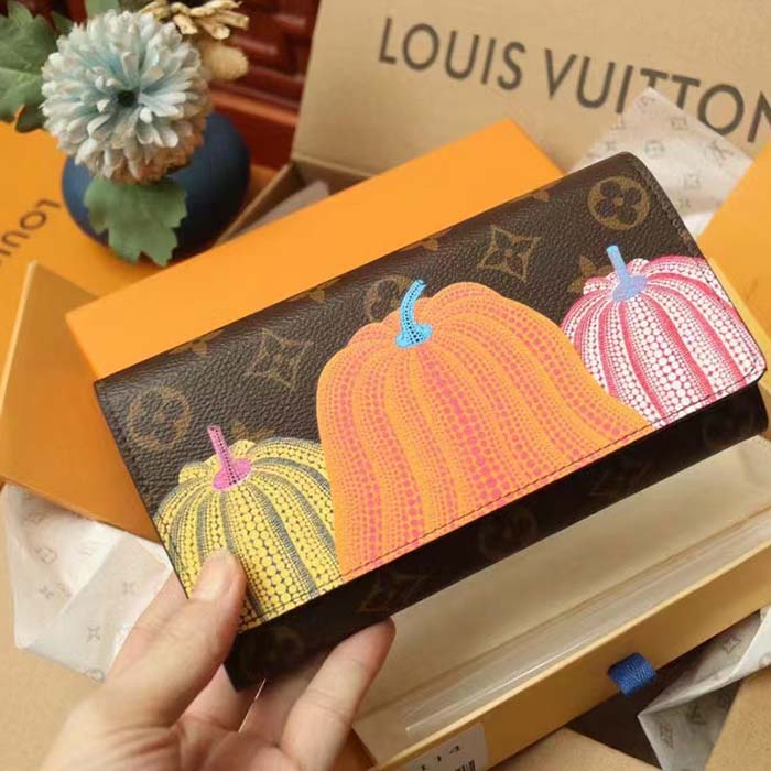 Louis Vuitton Unisex LV x YK Sarah Wallet Monogram Coated Canvas Pumpkin Print