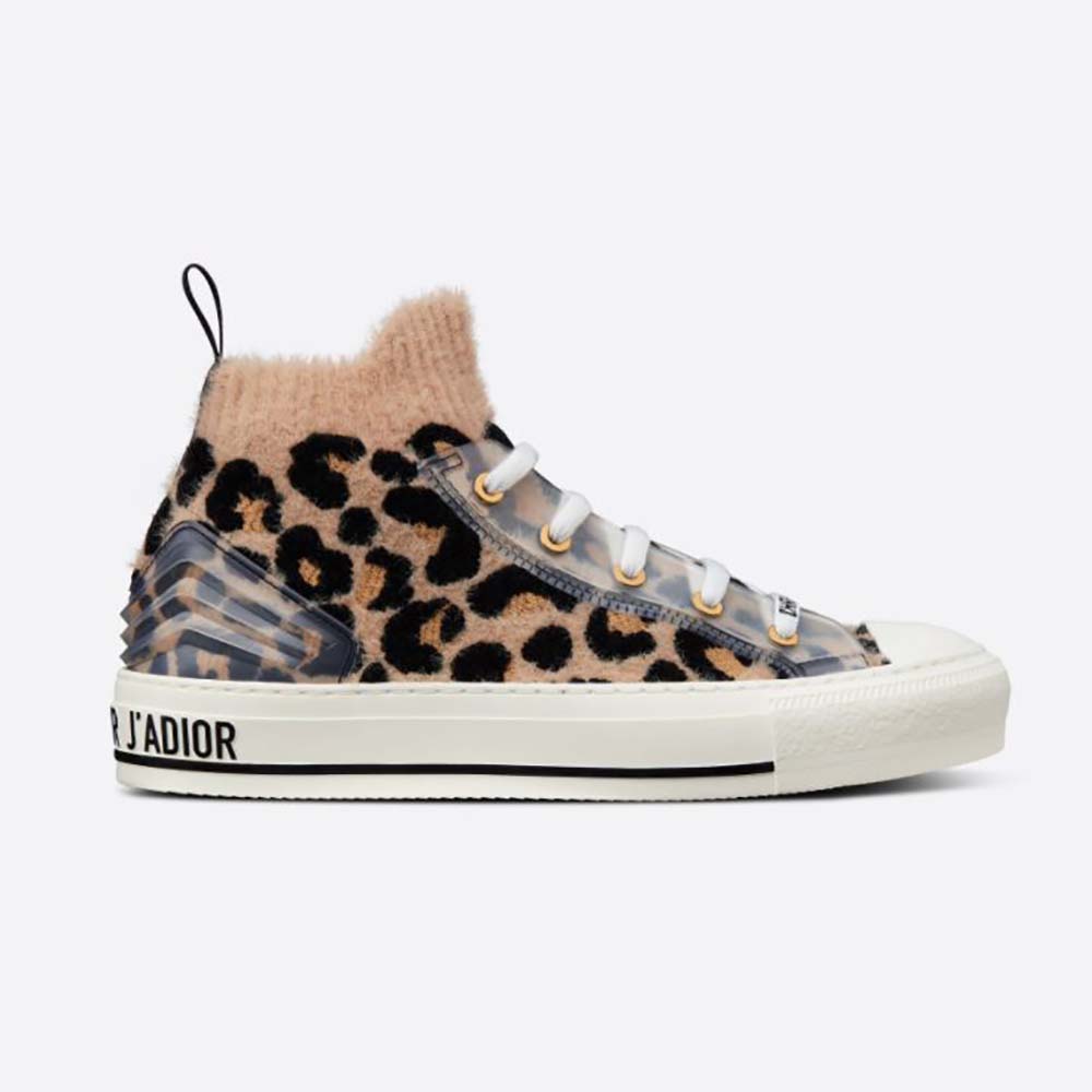 Dior Women Walk’n’Dior Sneaker Fur-Effect Knit Printed with Beige Multicolor Mizza Pattern