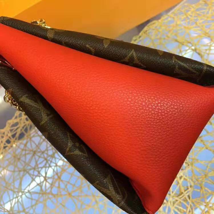 Louis Vuitton LV Women Surene BB Handbag in Monogram Canvas and Grained Calf Leather-Red