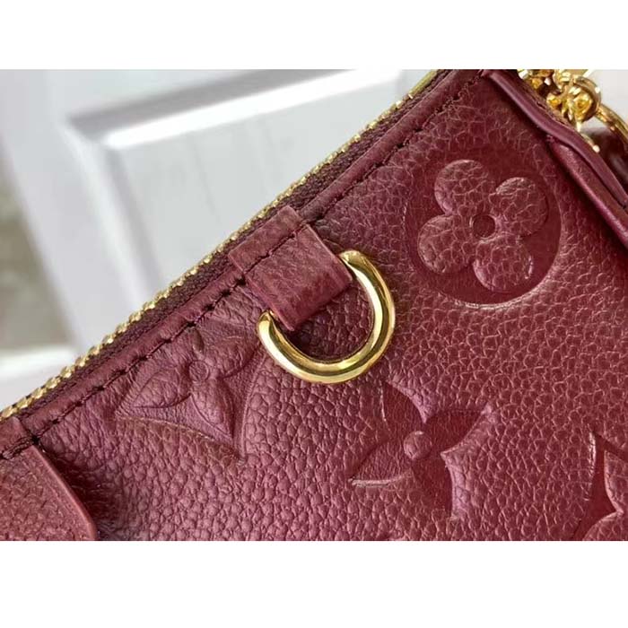 Louis Vuitton LV Women Easy Pouch Wine Red Monogram Empreinte Embossed Grained Cowhide Leather