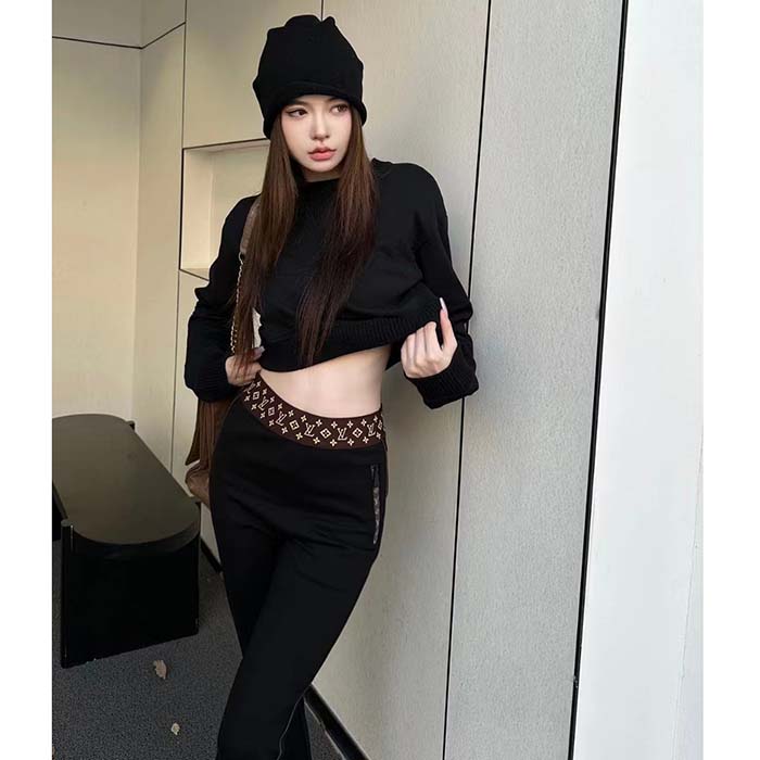 Louis Vuitton Women LV Leggings Monogram Elastic Belt Polyamide Elastane Black Fitted