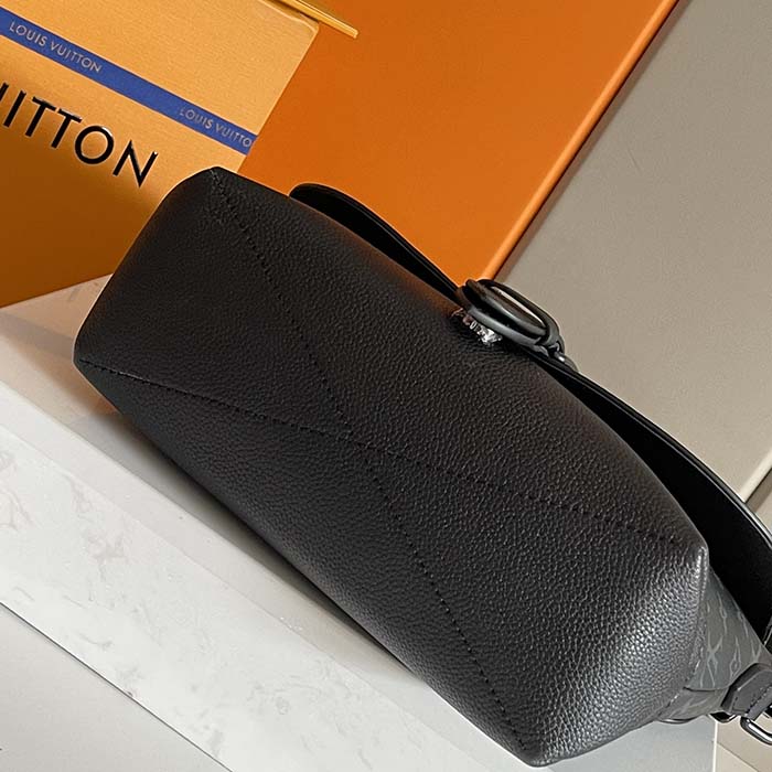 Louis Vuitton LV Unisex Saumur Messenger Monogram Eclipse Coated Canvas Black Leather