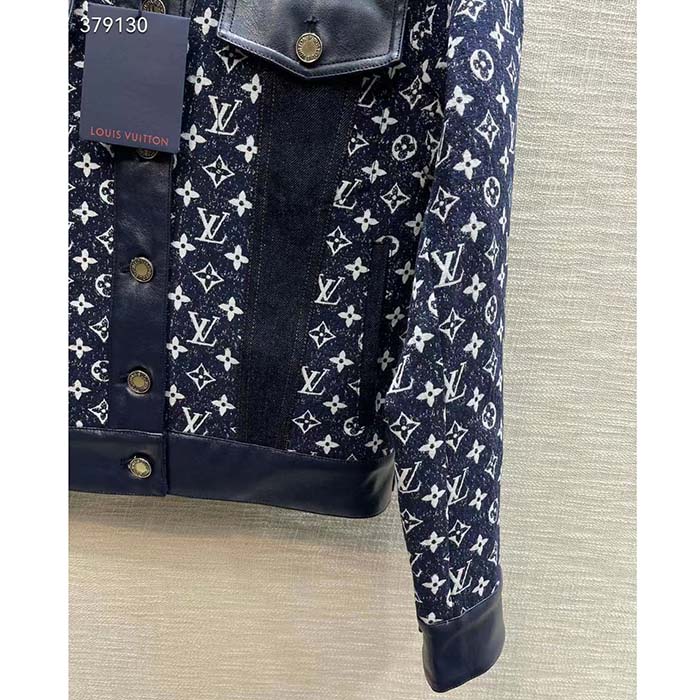 Louis Vuitton Women LV NIGHT Monogram Denim Jacket Cotton Navy