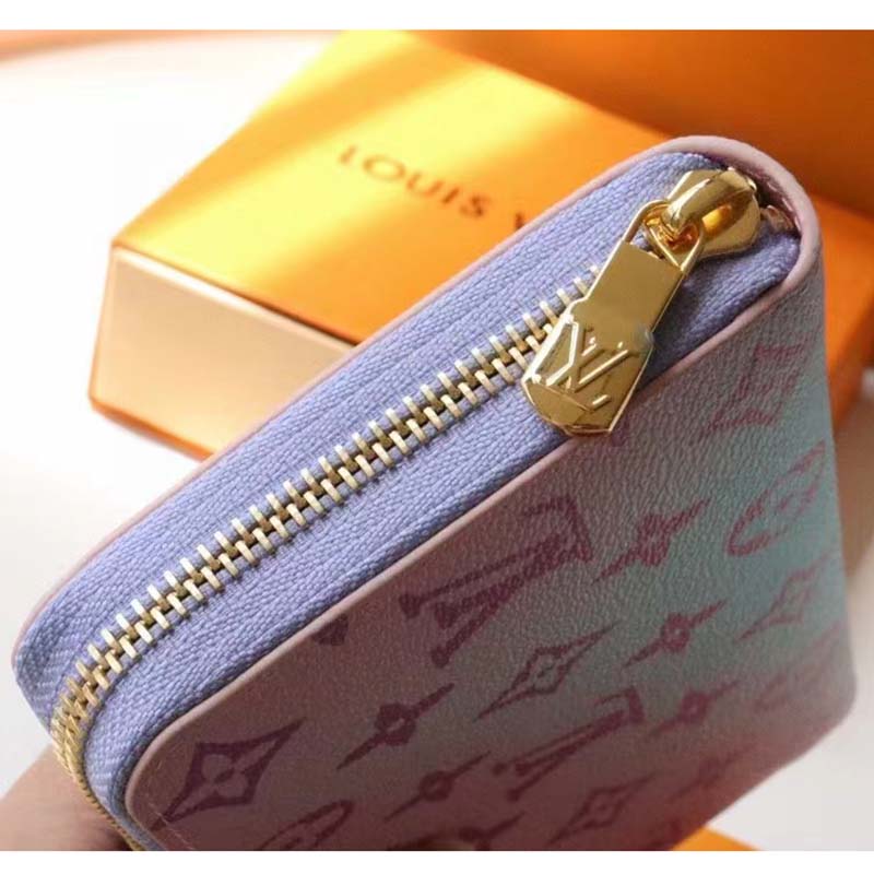 Louis Vuitton LV Unisex Zippy Wallet Sunrise Pastel Monogram Coated Canvas Cowhide