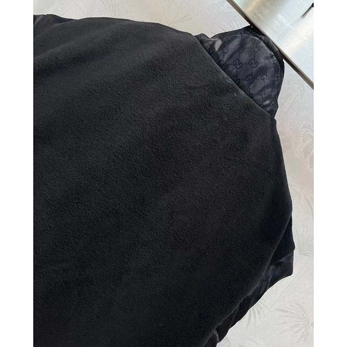 Gucci Women GG Canvas Bomber Jacket High Neck Drawstring Detachable Hood Gilet Dropped Shoulder