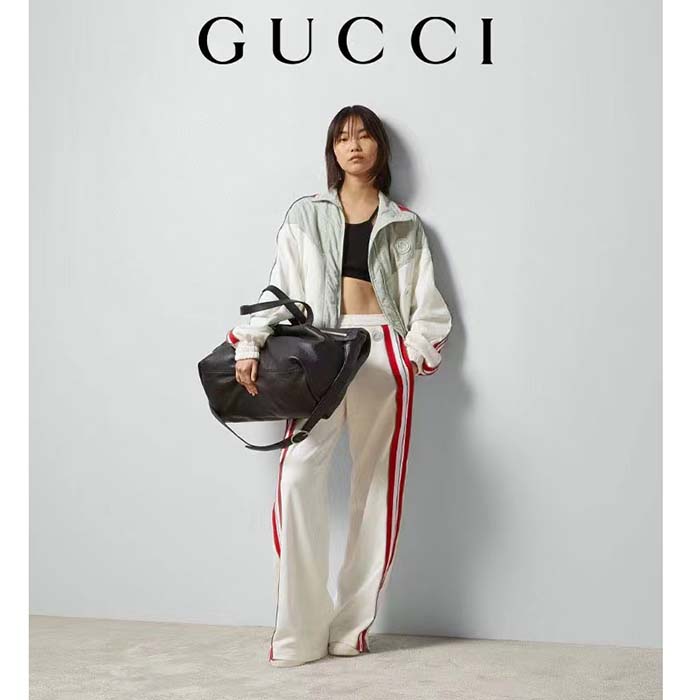 Gucci Women GG Technical Jersey Pant Web Interlocking G Embroidered Patch Elastic Waist Two Side Pockets