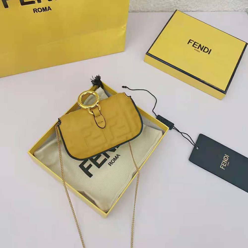Fendi Women Nano Baguette Charm Yellow Nappa Leather Charm